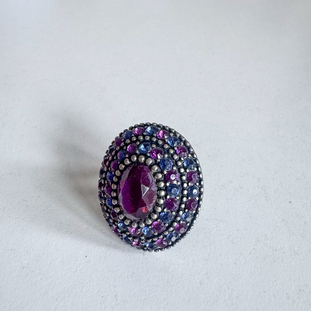 Multi colored ring, blue & purple stones, size 6